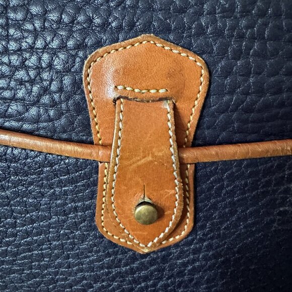 Dooney & Bourke Dover Bag Purse Black & Brown Pebbled Leather Duck Logo Vintage - Picture 5 of 12